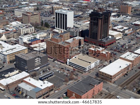 Aerial of Downtown Billings Montana in the midwestern United States.