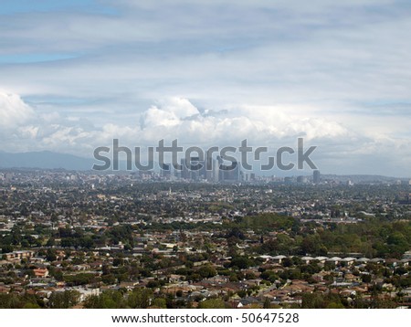 Spring storm clearing out over Los Angeles, California.