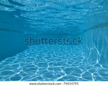 Underwater shot in a large, freshly cleaned pool.