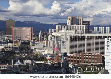 LAS VEGAS, NEVADA - OCT 6:  Trump, Treasure Island and other resorts on the strip. Vegas has 147,611 hotel rooms with a average daily rate of $106 on October 6, 2011 in Las Vegas, Nevada.