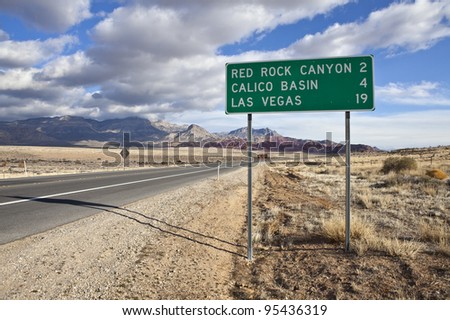 Red Rock Highway Sign on the outskirts of Las Vegas, Nevada.