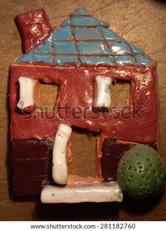 Young Student\'s Art Project for her Mom - A Colorful Ceramic House