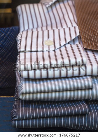 Close up of striped shirts and necktie