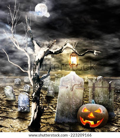 Halloween, Jack o\' lantern in the cemetery