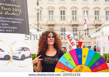 TRIESTE, ITALY - OCTOBER, 10: View of wheel of Fortune in the Trieste street during the 46th Barcolana on October 10, 2014