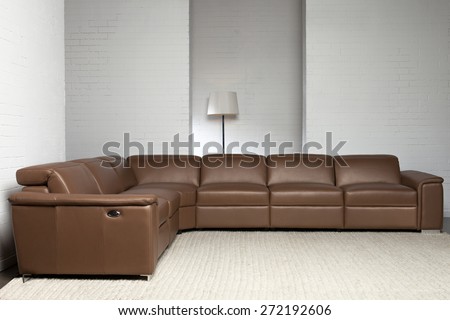 Corner brown sofa isolated