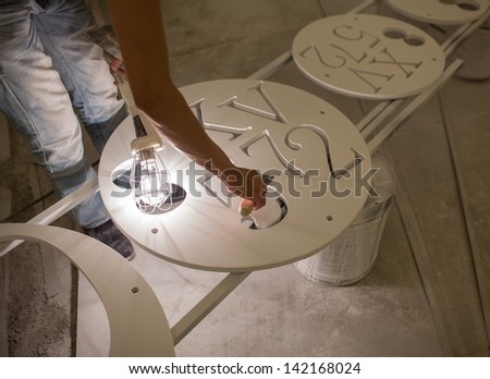 a worker was repairing decorative materials