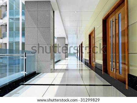 futuristic corridor modern office. 3D render