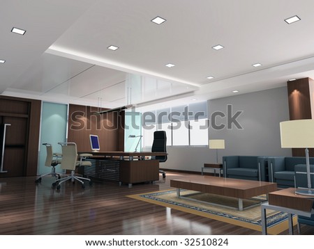 an office room with nobody. 3D render