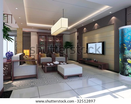 Contemporary Living Room Design on Modern Design Interior Of Living Room  3d Render Stock Photo 32512897