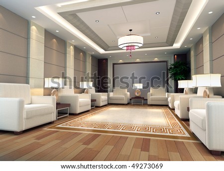 3d reception room rendering