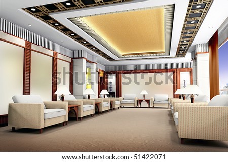3d reception room rendering