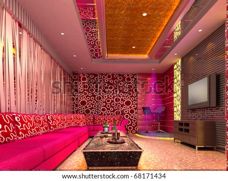 modern design club of room, hall. 3D render