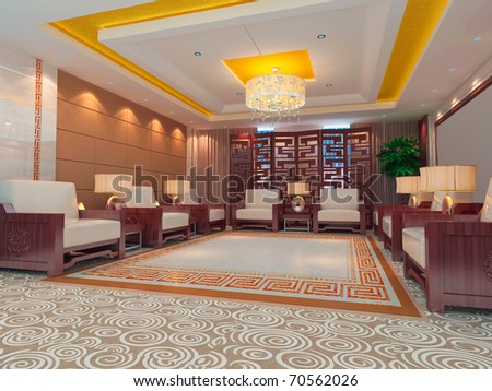 a reception room.3d render