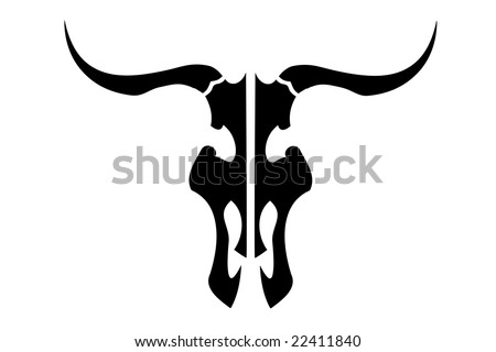 stock photo : A bull skull in "tattoo" style