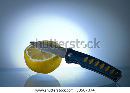 Japanese knife and lemon