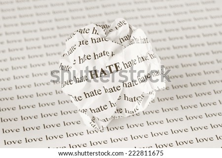 Crumpled paper ball with words \