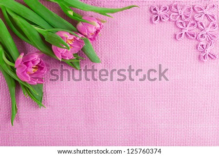 Violet background with violet tulips for Your text