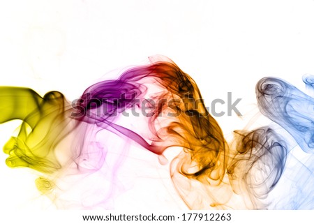 Abstract  rainbow color smoke on white