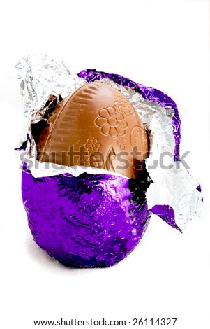 Milk chocolate Easter egg with foil wrapping