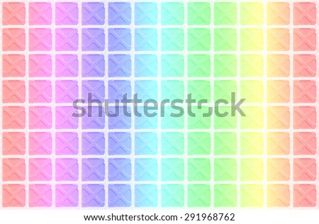 Beautiful rainbow colorful tile floor texture background with white cross pattern