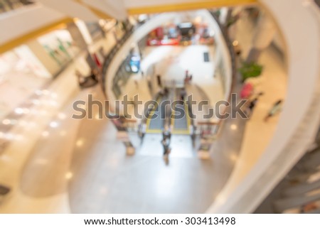 Blurred structure and bokeh in shopping mall building