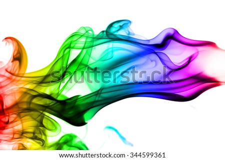 Rainbow colorful pattern of smoke fluffy on white background