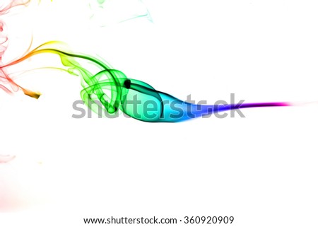 Rainbow colorful pattern of smoke fluffy on white background