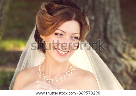 beautiful bride smiling