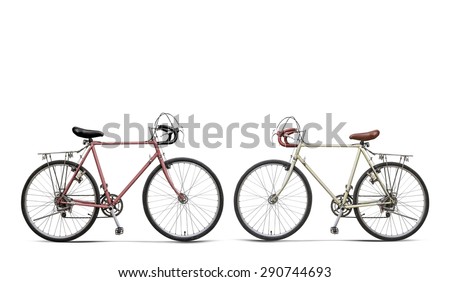 Bike classic red, white, white background.