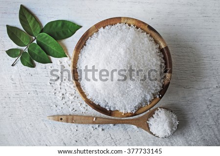 sea salt on wooden background