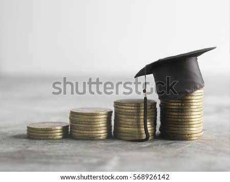 congratulations graduates on top of the money scholarship money background concept.