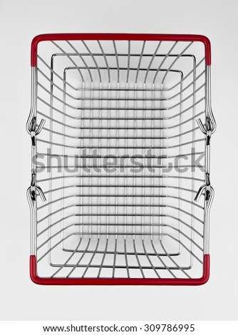 Aerial view of a retail or supermarket shopping basket.