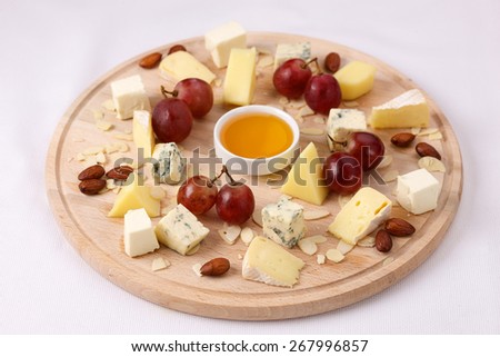 Assorted cheese on the board