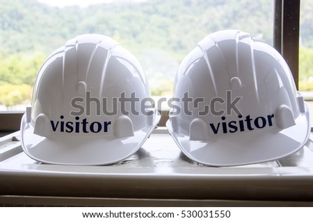 White construction cap, safety cap for visitor