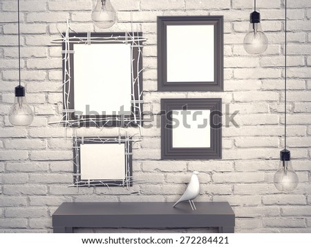 Layout poster ceiling lights brick wall