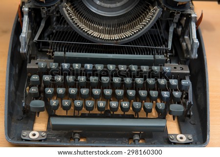 Antique Typewriter, Vintage Typewriter Machine Closeup Photo,Typewriter Thailand language
