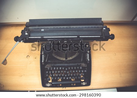 Antique Typewriter, Vintage Typewriter Machine Closeup Photo,Typewriter Thailand language