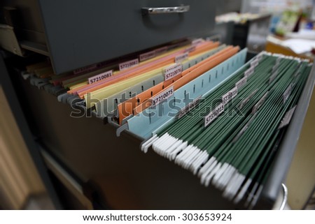File folders in a filing cabinet,For document storage