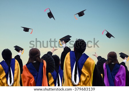 University graduates Express their joy by throwing hat.