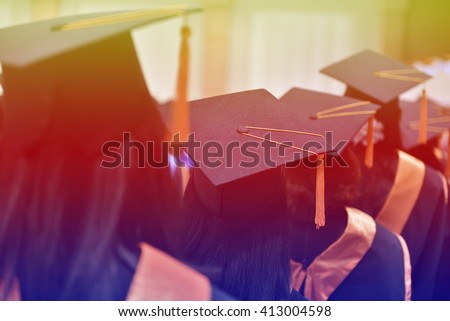 University graduates Express their joy by throwing hat.
