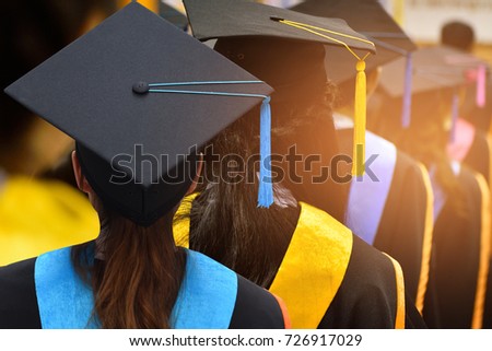 Graduates in university degree graduation.