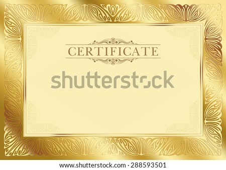 Gold frame for a certificate