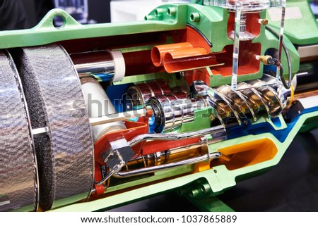 Semi-Hermetic Compact Screw Compressor in cut section