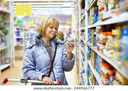 Happy women shopping in supermarket