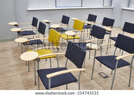 Empty training class with modern chairs