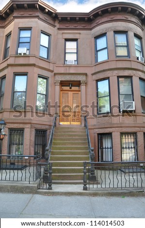 Brownstone Residence Building Steps leading to door air conditioner in window