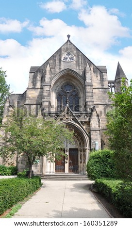 MANHATTAN, NEW YORK - JUL 10: Chapel on the 11.3 acre campus ground of The Cathedral of Saint John the Divine. More than 30 worship services are held on the campus weekly. New York City July 10, 2013.