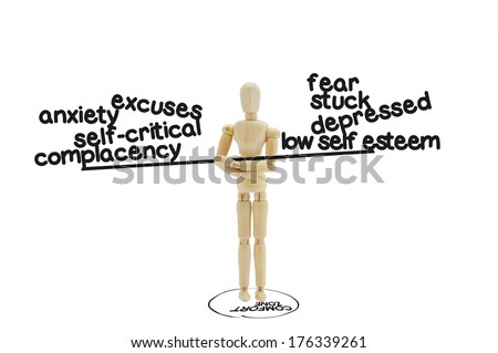 Lifestyle Change Comfort Zone Self Help  Adult wood mannequin standing isolated on white background