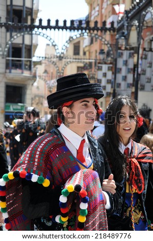 ALCOY, SPAIN - MAY 14: Contrabandistas in annual Moors and Christians parade commemorating the combats, battles and fights of 8th-15th century Spain between Muslims and Christians. May 14, 2011.